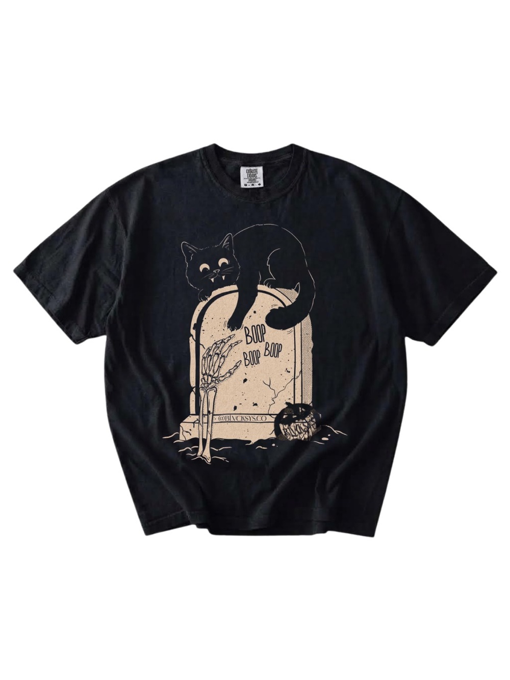 Comfort colors Black Cat Tombstone Graphic Tee - Pets Cat
